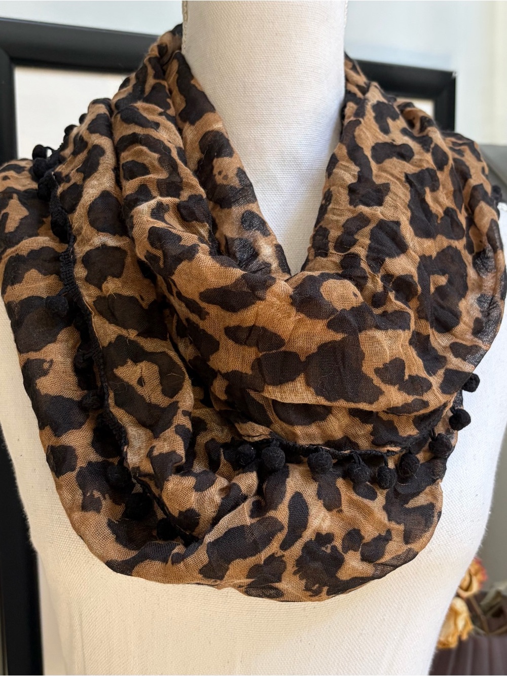Leopard Print Infinity Scarf - Brown